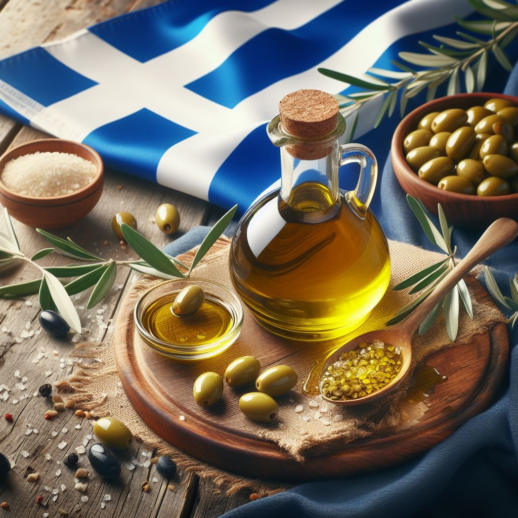 greek flag olive oil background